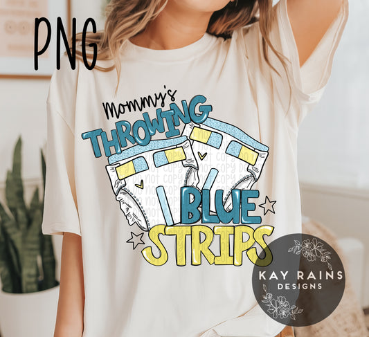 Mommy Blue Strips PNG