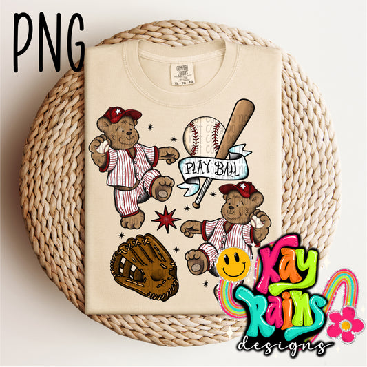 Play Ball Bear Baseball PNG