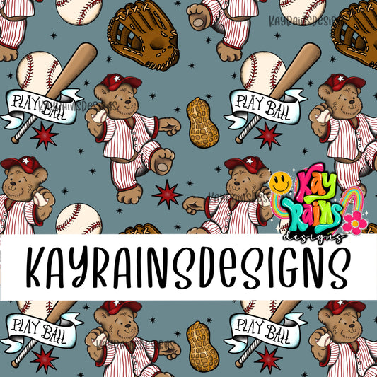 Play Ball Baseball Bear Seamless