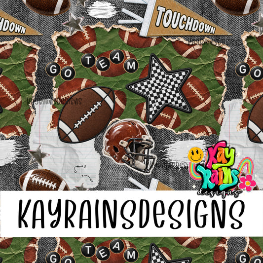 Football Denim Patchwork