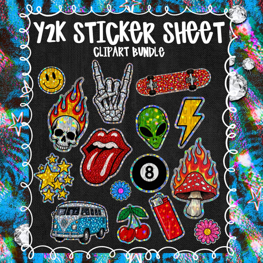 ClipArt - Y2K Sticker Sheet